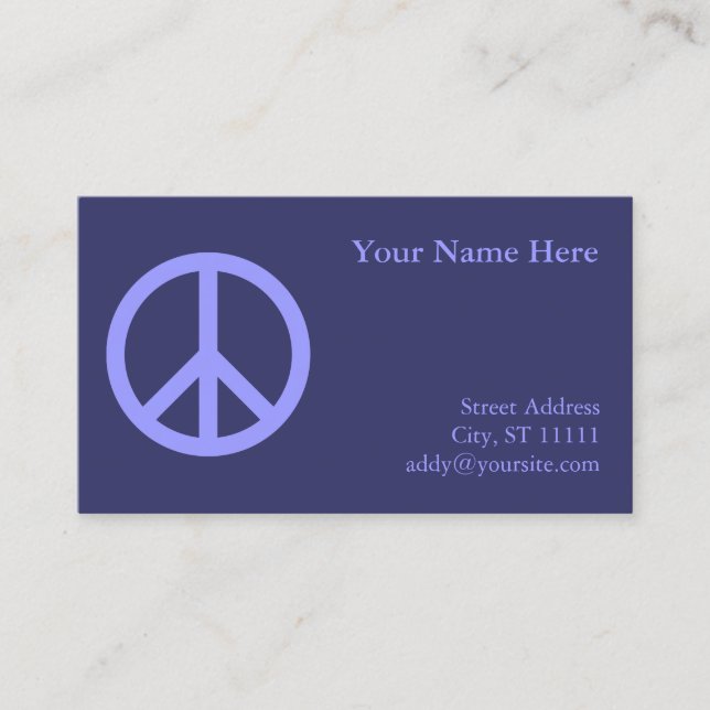Blue Peace Symbol Business Card (Front)