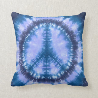 Blue peace tie dye throw pillow