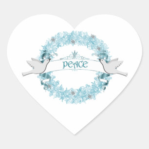 Blue Peace Wreath with Doves Stickers