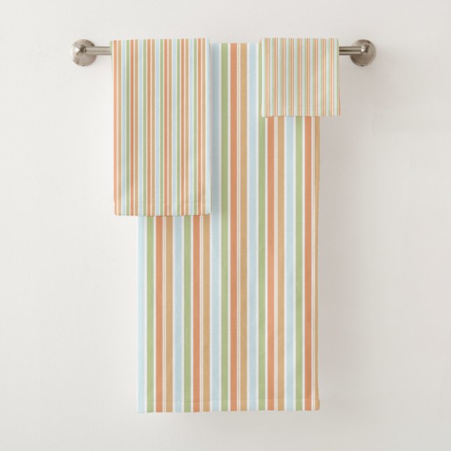 Blue Peach and White Bath Towel Set (Insitu)