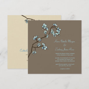 Blue Peach Blossoms Sakura Asian Wedding Invite