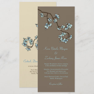 Blue Peach Blossoms Sakura Asian Wedding Invite
