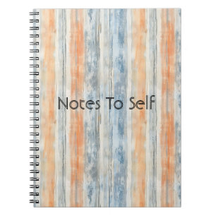 Blue Peach Cream Stripes Personalised Notebook