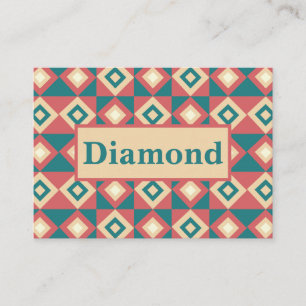 Blue Peach Geometric Diamond Pattern Business Card