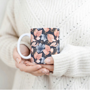 Blue, Peach & Gold Florals Coffee Mug