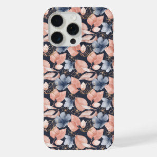 Blue, Peach & Gold Florals iPhone 15 Pro Max Case