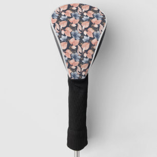 Blue, Peach & Gold Florals Stylish Botanical Art Golf Head Cover