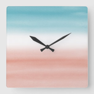 Blue Peach Ombre Square Wall Clock