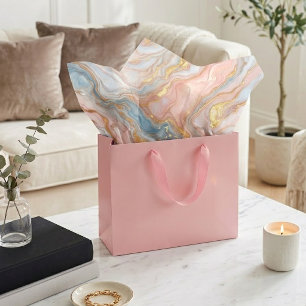 Blue Peach Pastel Blush Pink Gold Marble Pattern Tissue Paper