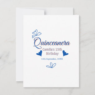 Blue peach quinceanera 15th birthday rustic mexica card