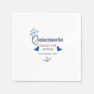 Blue peach quinceanera 15th birthday rustic mexica napkin