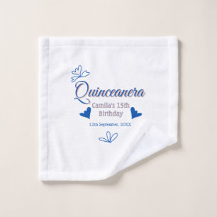Blue peach quinceanera 15th birthday rustic mexica wash cloth