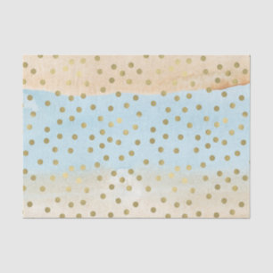 Blue Peach Watercolor Gold Confetti Dots Stripes Tissue Paper