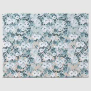 Blue Peach White Floral Tissue Paper