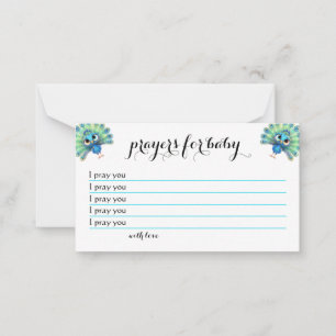 Blue Peacock Baby Shower Prayers Card
