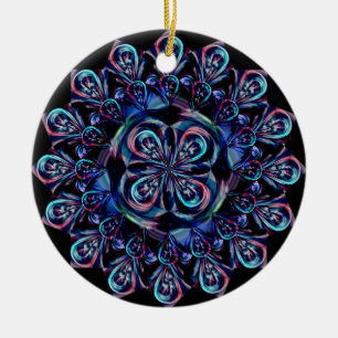Blue Peacock Feather Ceramic Tree Decoration