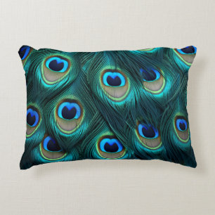 Blue peacock feather  decorative cushion