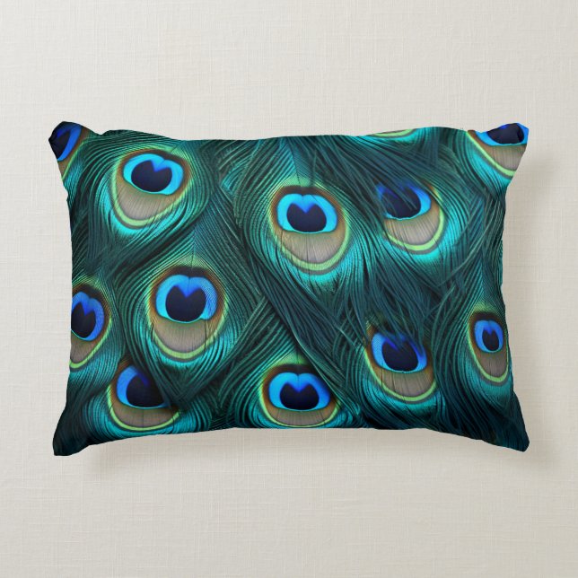 Blue peacock feather  decorative cushion (Front)