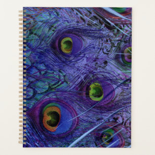 Blue Peacock Feather Planner