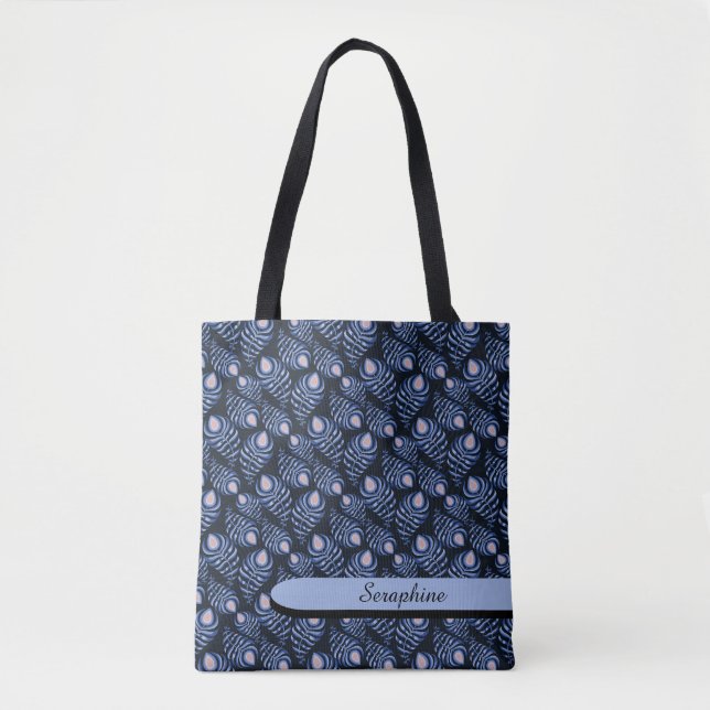 Blue Peacock Feather Tote Bag (Front)