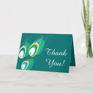 Blue Peacock Folded Thank You Card