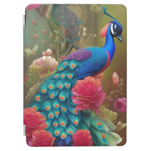 Blue Peacock in Pink Rose Garden  iPad Air Cover