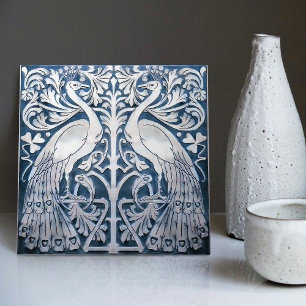 Blue Peacock Modernista Art Barcelona 1903 Tile