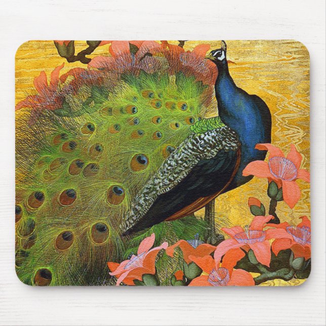 Blue Peacock Mouse Mat (Front)