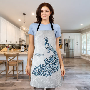 Blue Peacock Personalised All-Over Print Apron