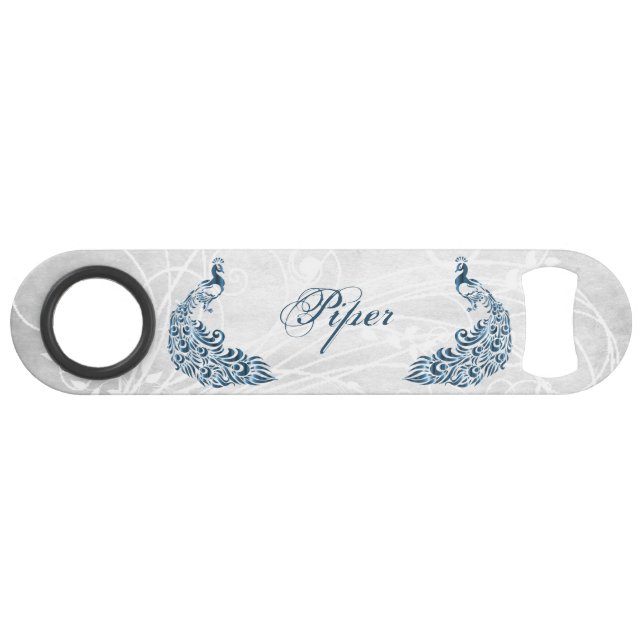 Blue Peacock Personalised Bottle Opener (Front (Horizontal))