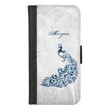 Blue Peacock Personalised iPhone Wallet Case