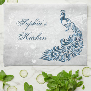 Blue Peacock Personalised Kitchen Towel