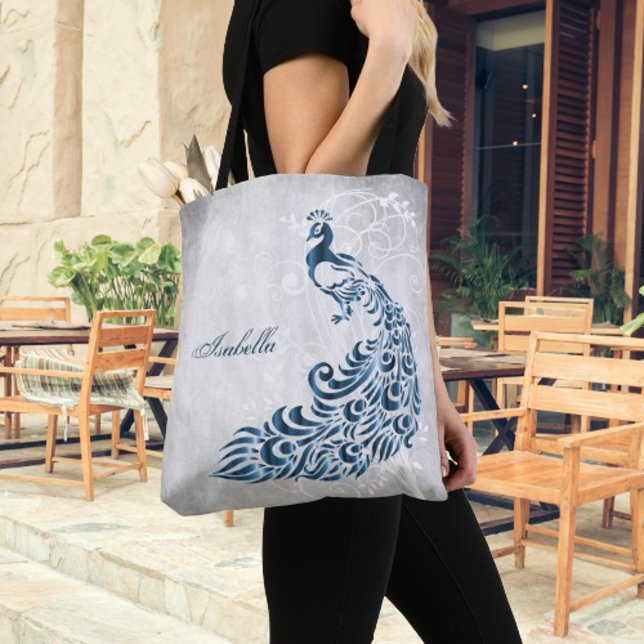 Blue Peacock Personalised Tote Bag (Blue Peacock Personalized Tote Bag)