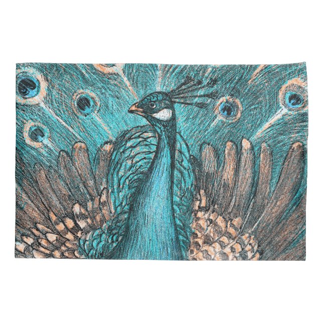 blue peacock pillowcase (Back)