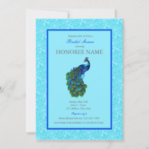 Blue Peacock Shower Invite