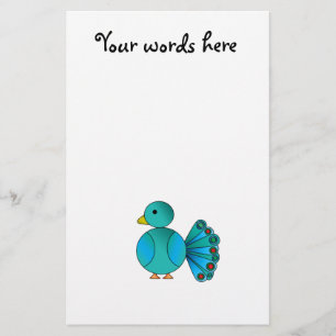 Blue peacock stationery