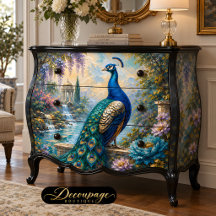 Blue Peacock Water Garden Decoupage