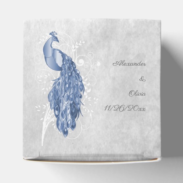 Blue Peacock Wedding Favour Box (Top)