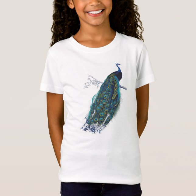 Blue Peacock with beautiful tail feathers T-Shirt (Front)