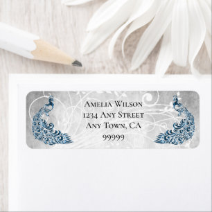 Blue Peacocks Address Label