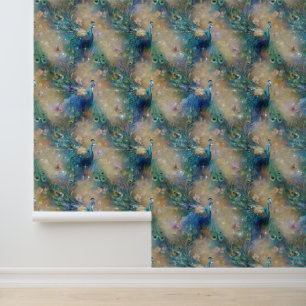 Blue Peacocks Wallpaper