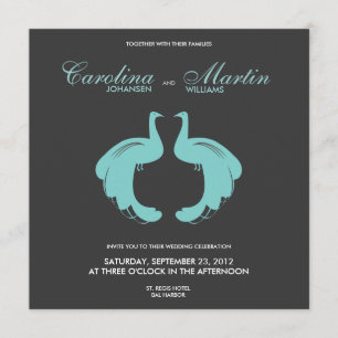 Blue Peacocks Wedding Invite II