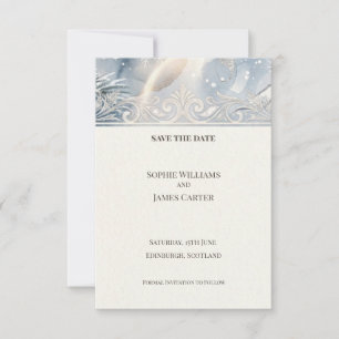 Blue Pearl Art Deco Save The Date Card