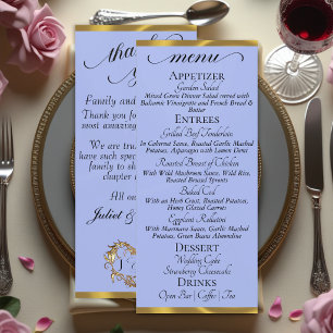 Blue Pearl/Gold - Monogram & Thank You Menu