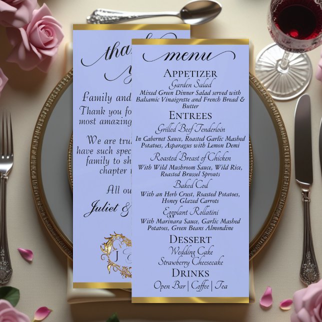 Blue Pearl/Gold - Monogram & Thank You Menu (Creator Uploaded)