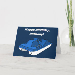 Blue Pedal Boat Custom Message Birthday Card