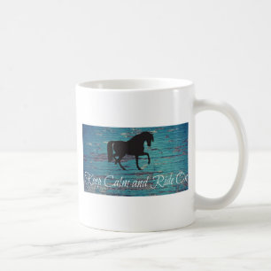 Blue Peeled Paint Keep Calm and Ride On Coffee Mug