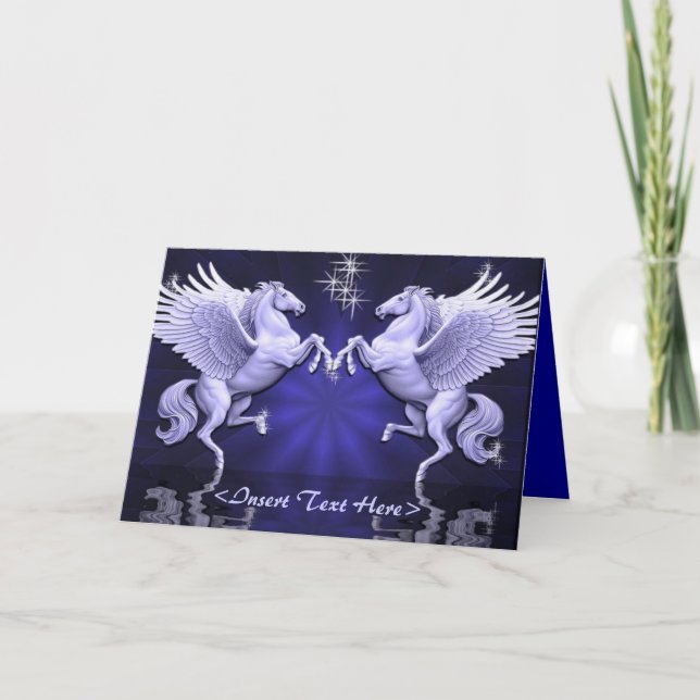 Blue Pegasus Reflections Greeting Card (Front)