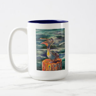Blue Pelican Gallery mug, colorful and sassy! Two-Tone Coffee Mug
