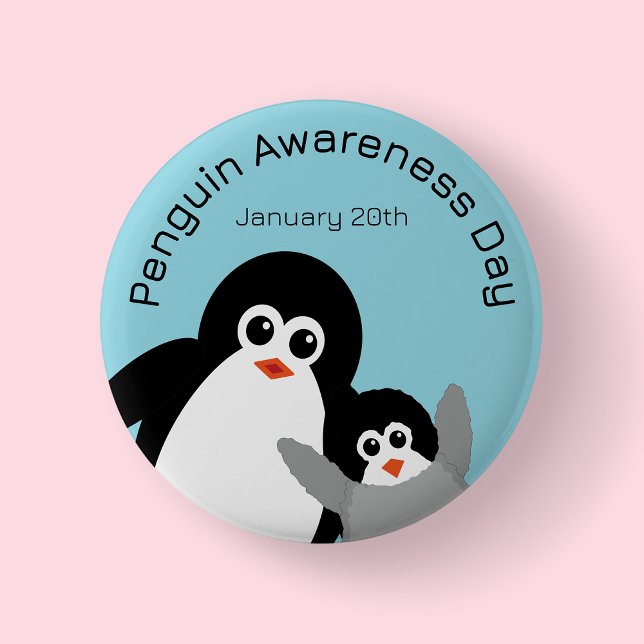 Blue Penguin Awareness Day 6 Cm Round Badge (Penguin)